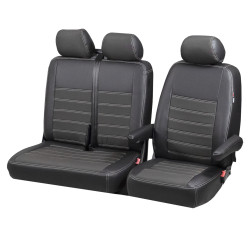 Housse utilitaire sur mesure Simili Cuir +Jeans Gris   Peugeot Partner De 2019 à aujourd'hui