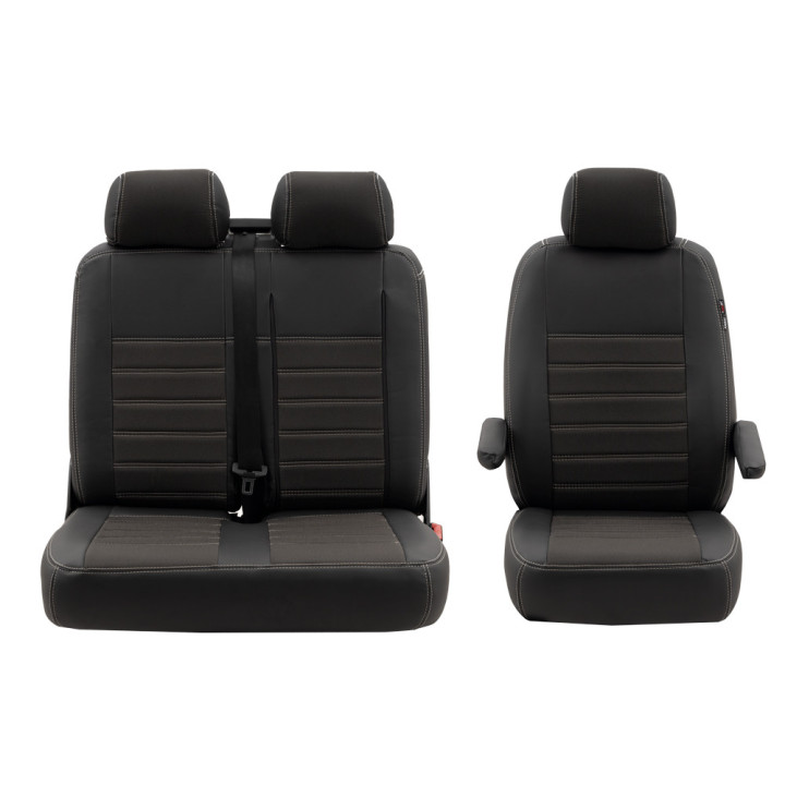 Housse utilitaire sur mesure Simili Cuir + Jeans Gris  PEUGEOT BOXER  De 2007 à aujourd'hui
