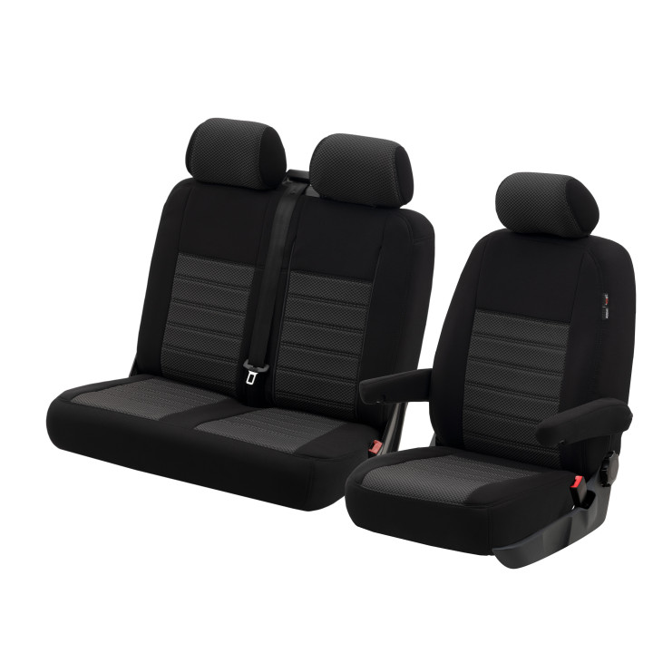 RENAULT MASTER - BANQUETTE EN 4 PARTIES- Housses de sièges utilitaire sur-mesure du 04/ 2011  à aujourd'hui.