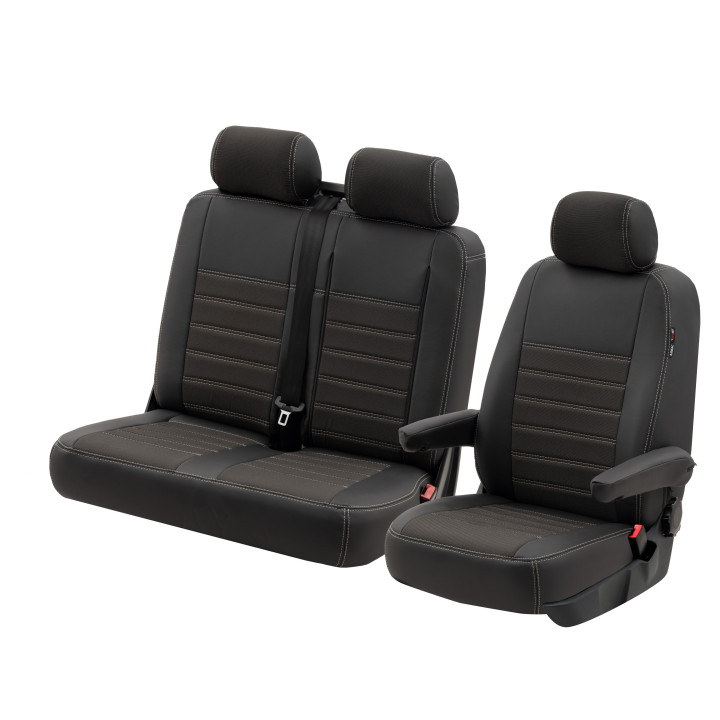 Housse utilitaire sur mesure  Simili Cuir + Jeans Gris  IVECO DAILY De 2015 à aujourd'hui