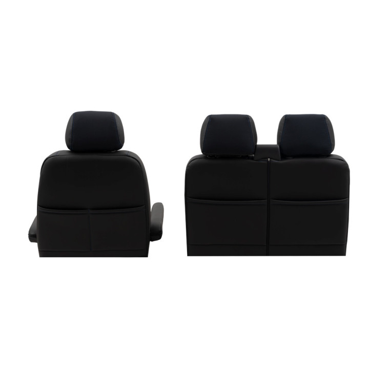 Housse utilitaire sur mesure Simili Cuir + Jeans  Bleu TOYOTA PROACE Banquette Sans Tablette + 1 Assise  De 2017 à aujourd'hui