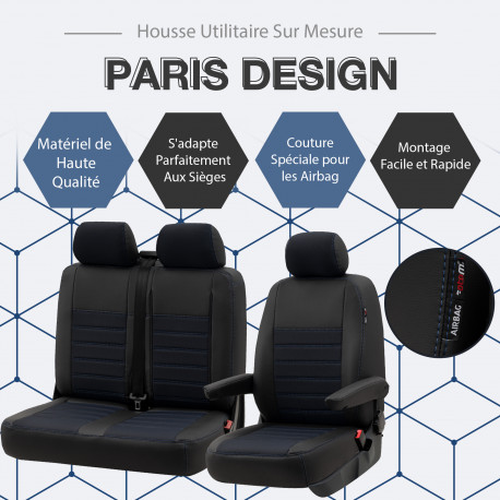 Housse Utilitaire pour Peugeot Partner (Rifter) (dès 09/2018 à 2020) 3  sièges + tablette - Lovecar