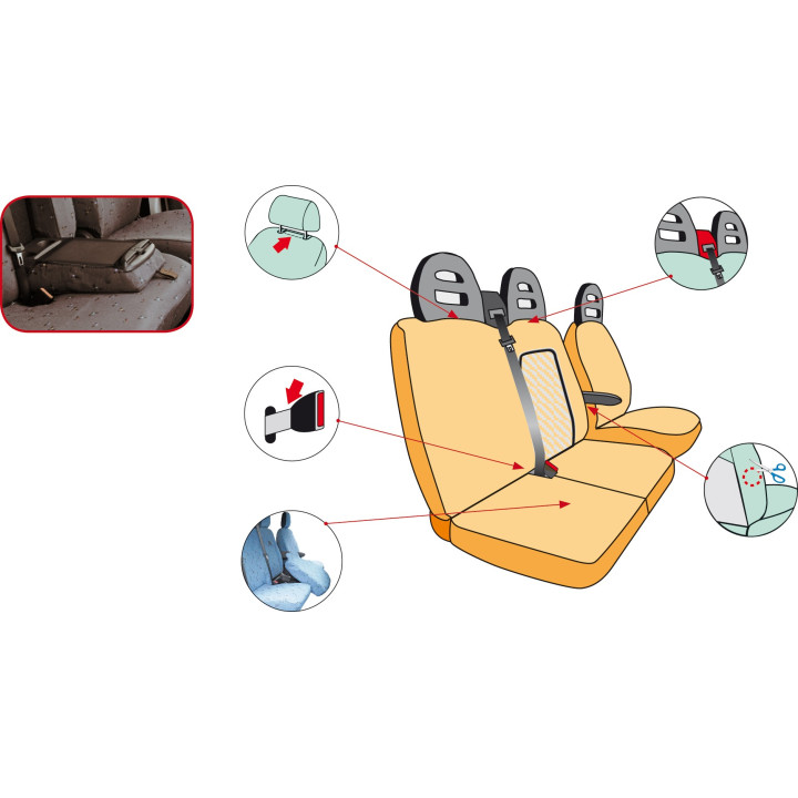 Housses de sièges sur mesure utilitaires  Iveco Daily avec tablette De 2014 à aujourd'hui
