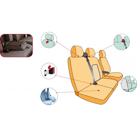 Housses de sièges sur mesure utilitaires  Ford Transit Custom avec tablette  De 2013 à aujourd'hui