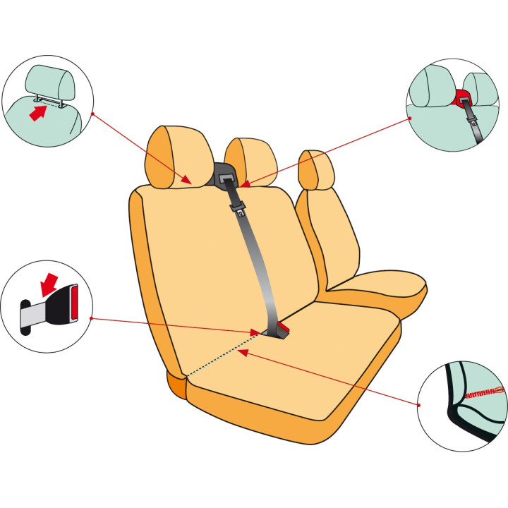 Housses de sièges sur mesure utilitaires  Volkswagen Transporter T5  De 2003 à 2015