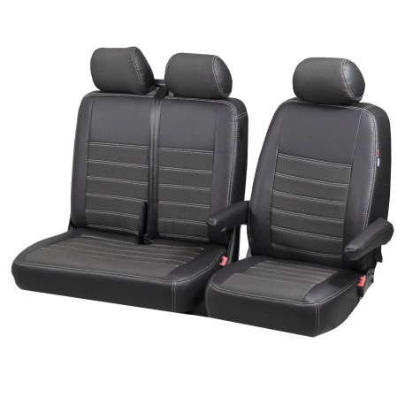 Housses sièges utilitaires sur mesure simili cuir + jean gris Fiat Doblo Électrique de 2022 à aujourd'hui