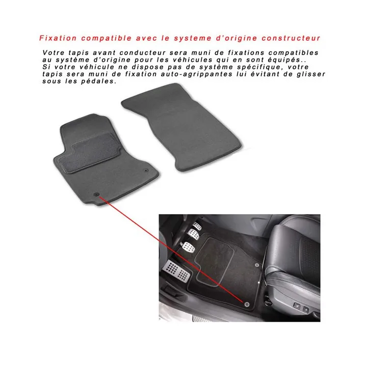 Tapis auto sur mesure moquette pour Fiat 500 De 2007 à 2012