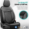 Housse de siège auto simili-cuir noir et coutures rouge
