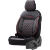 Housse de siège auto simili-cuir noir et coutures rouge