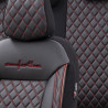 Housse de siège auto simili-cuir noir et coutures rouge