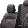 Housse de siège auto simili-cuir noir et coutures rouge