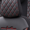 Housse de siège auto simili-cuir noir et coutures rouge