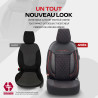 Housse de siège auto simili-cuir noir et coutures rouge