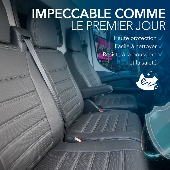 RENAULT MASTER 4 BANQUETTE EN 3 PARTIES- Housse de siège sur mesure utilitaire de 2019 à aujourd'hui