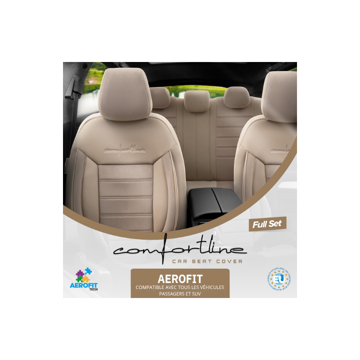 Housses de siège auto universelles haut de gamme Confortline simili cuir beige