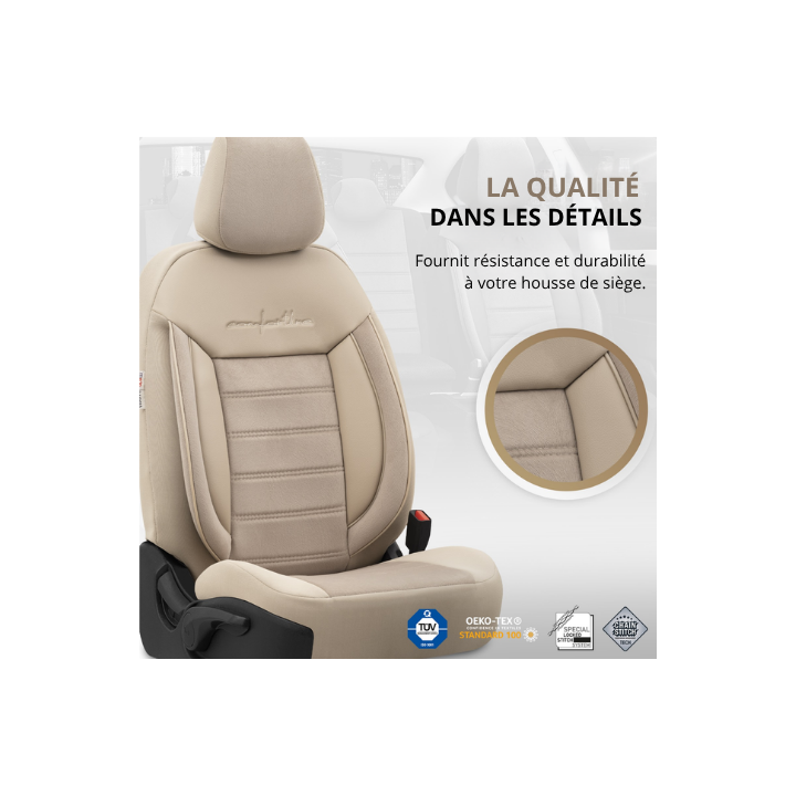 Housses de siège auto universelles haut de gamme Confortline simili cuir beige