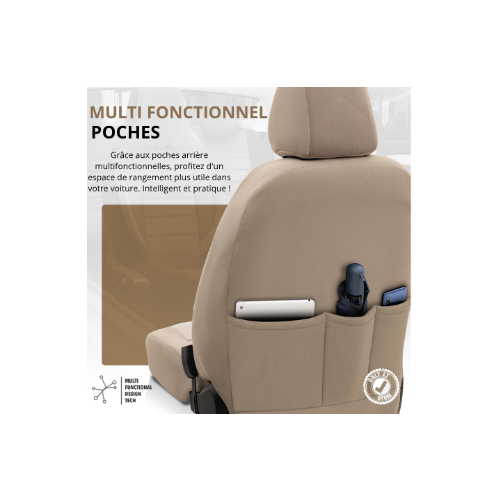 Housses de siège auto universelles haut de gamme Confortline simili cuir beige