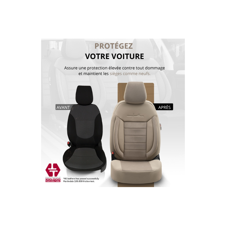 Housses de siège auto universelles haut de gamme Confortline simili cuir beige
