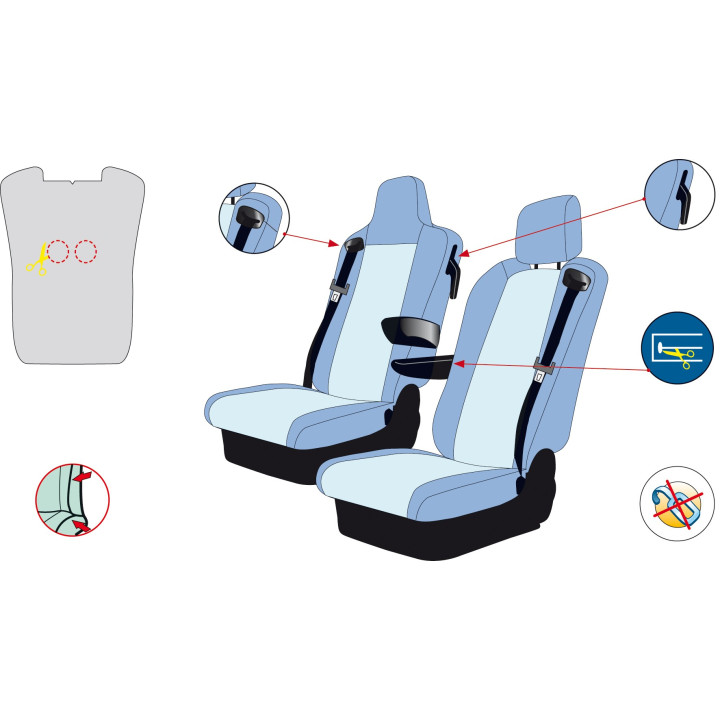 Housses de sièges + Tapis de sol + protection capot moteur Renault Serie T