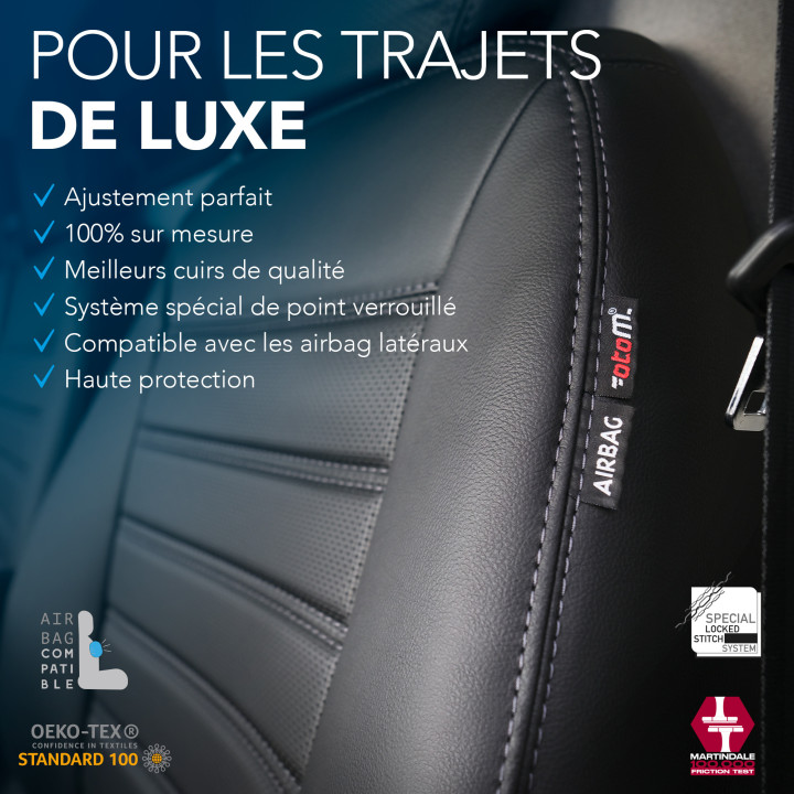 Housse de sièges 2 places sur mesure en simili cuir pour Fiat Scudo de 2017 à aujourd'hui