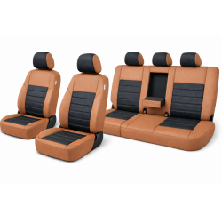 Housses de sièges auto sur-mesure en simili cuir marron pour Isuzu D-Max - 5 places - de 2012 à 2019