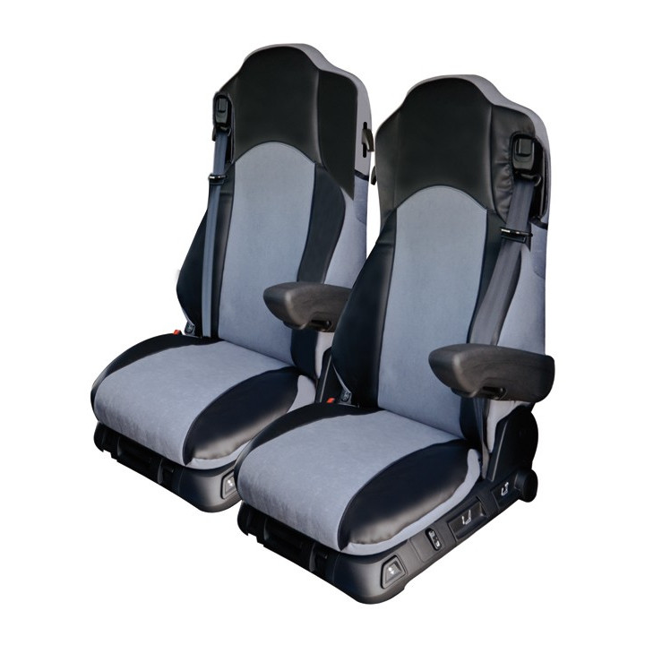 Housses de Sièges Poids Lourds Simili + Alcantara  MERCEDES ACTROS De 2012 à aujourd'hui Assise Passager Repliable