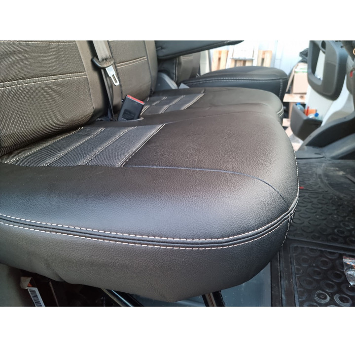 Housse de siège utilitaire sur mesure Simili Cuir + Jeans gris Volkswagen Crafter 2008 à 2018
