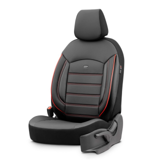 Housses sièges auto universelles Inspire simili noir couture rouge