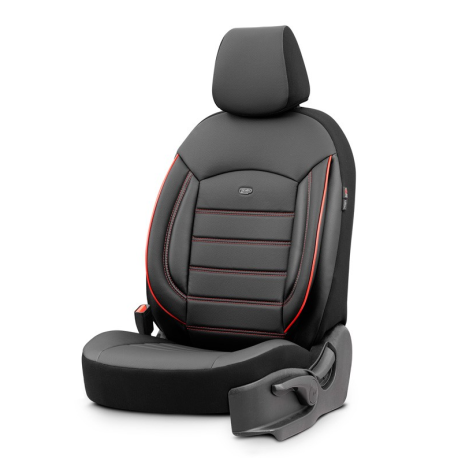 Housses sièges auto universelles Inspire simili noir couture rouge