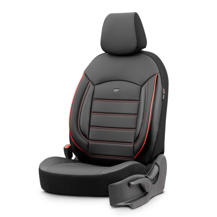 Housses sièges auto universelles Inspire simili noir couture rouge