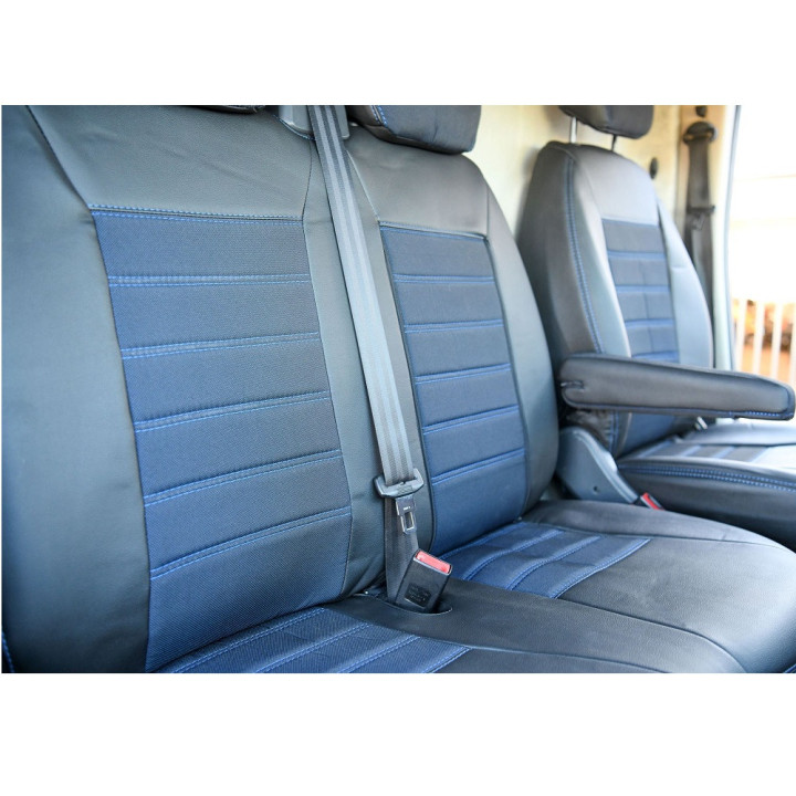Housse utilitaire sur mesure Simili Cuir + Jeans Bleu Transporter T5 De 2004 à 2015
