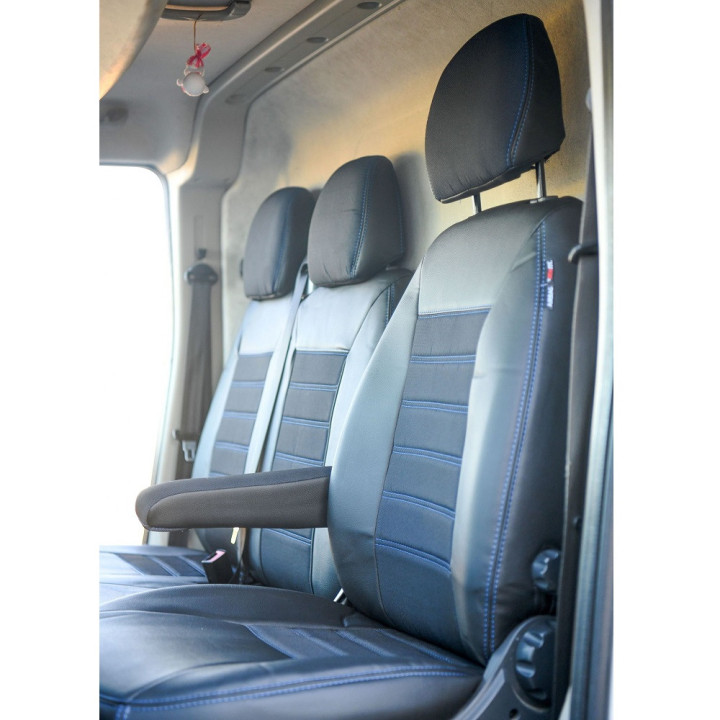 Housse utilitaire sur mesure Simili Cuir + Jeans Bleu Transporter T5 De 2004 à 2015