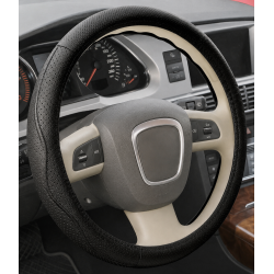 Couvre volant  cuir voiture noir et blanc 37/38 cm