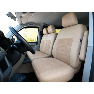 Housse de sièges utilitaire sur mesure pour Renault Trafic alcantara beige - banquette en 4 Parties de 2015 à aujourd'hui