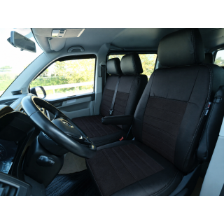 Housse de siège utilitaire sur mesure Simili Cuir + Alcantara noir Toyota Proace 2016 à aujourd'hui 