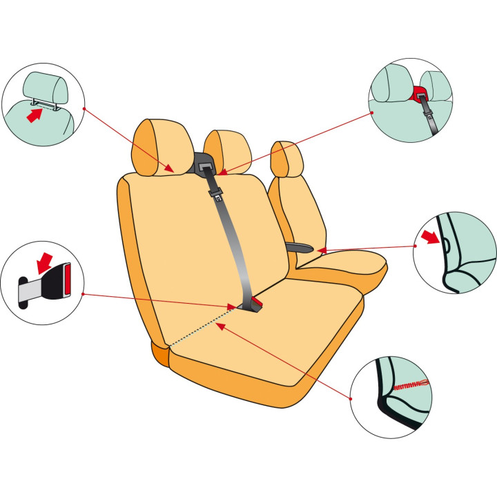 Housses de sièges Simili sur mesure utilitaires Renault Master De 2003 à 2009