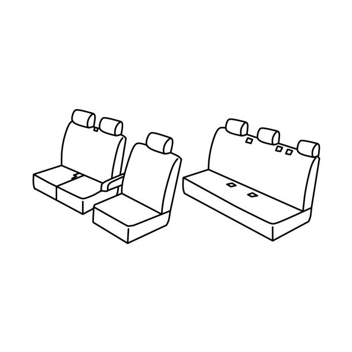Housses Utilitaires  sur Mesure  Renault Trafic- Cabine approfondie Banquette avant 3 Parties De 2014 à aujourd'hui
