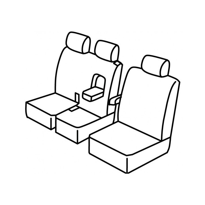 Housses de sièges sur mesure utilitaires  TOYOTA PROACE De 2016 à aujoud'hui BANQUETTE AVEC TABLETTE + 2 ASSISES